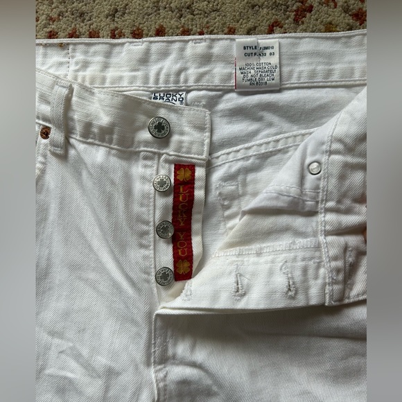 Vintage Lucky Brand White Denim Low Rise Wide Straight Leg Dungarees size 12x31 - Picture 6 of 7